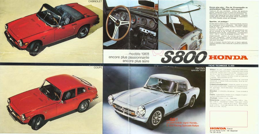 Honda S800 Brochure Page 2/3