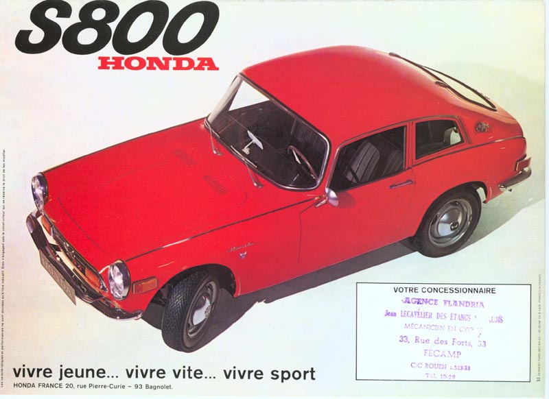 Honda S800 Brochure Page 1
